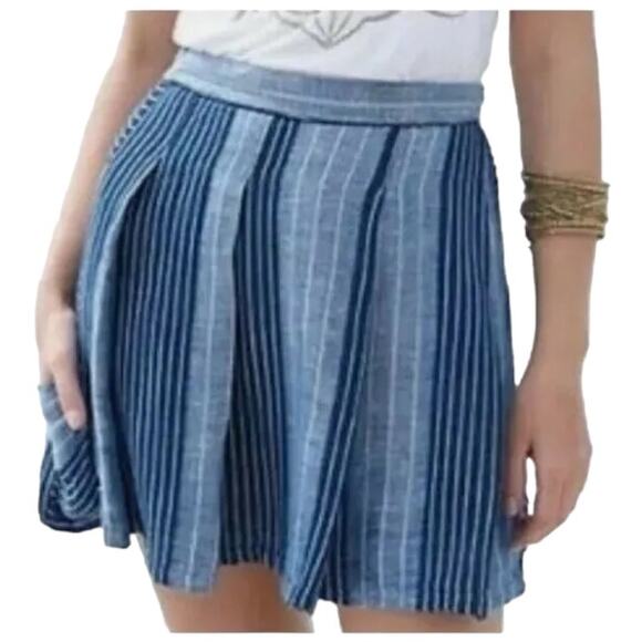 Ace & Jig Dresses & Skirts - Ace & Jig Women's Boro Sea Lined Linen Pleat Striped Mini Skirt - Small